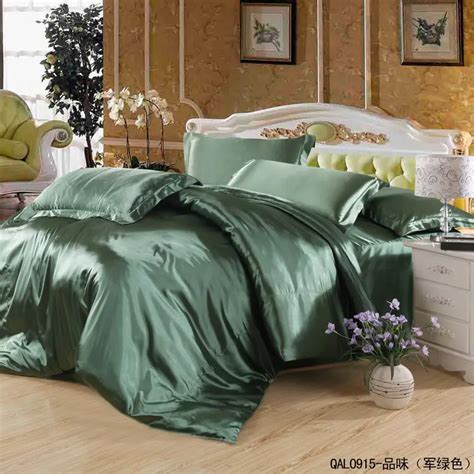 green satin bed sheets